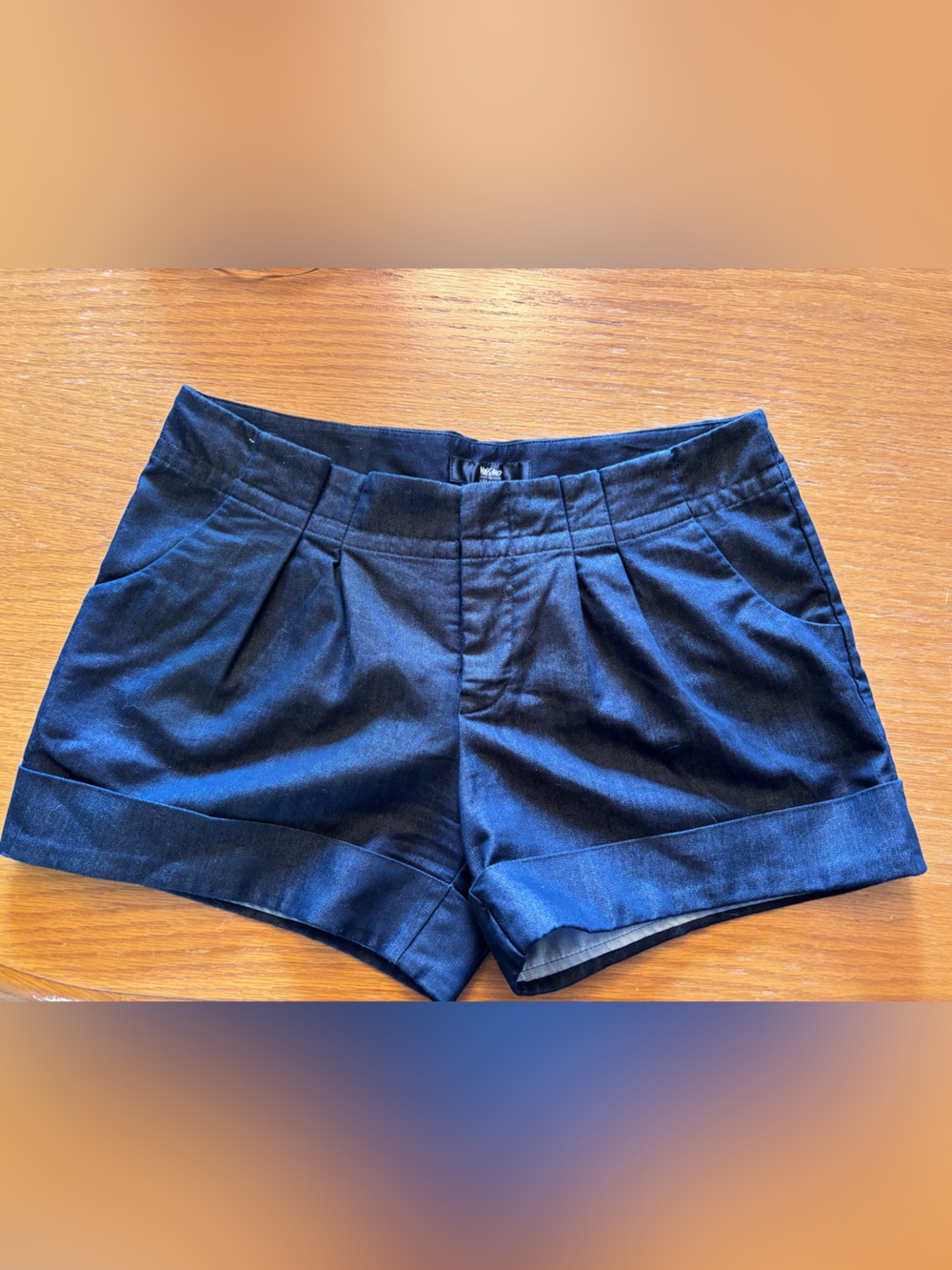 Mossimo Supply Co. Navy Cuffed Pleat Shorts